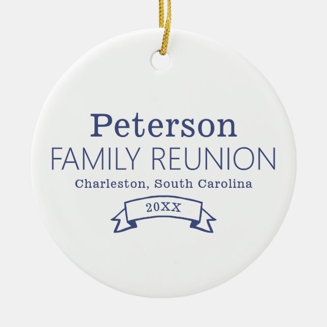 Modern Personalized Family Reunion Ceramic Ornament (Front)