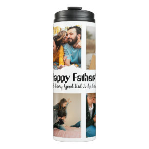Modern Personalized Fathers day 4 photo collage Thermal Tumbler