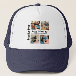 Modern Personalized Fathers day 4 photo collage Trucker Hat
