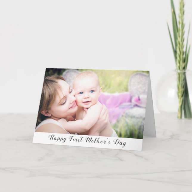 Modern Personalized First Mother's Day Photo Card (Front)