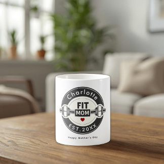 Modern Personalized Fit Mom Mothers Day Mug