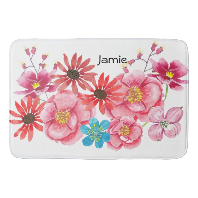 Modern Personalized Fox Deer Childrens Room Bath Mat (Front)