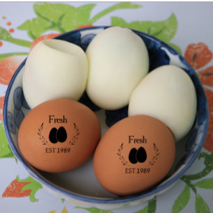Modern Personalized Fresh Eggs With Date Black Rubber Stamp