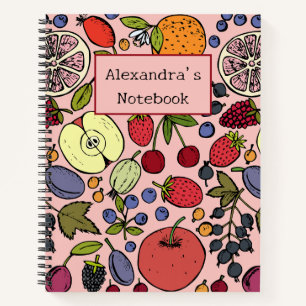 Modern personalized fruit pattern l Pink Notebook
