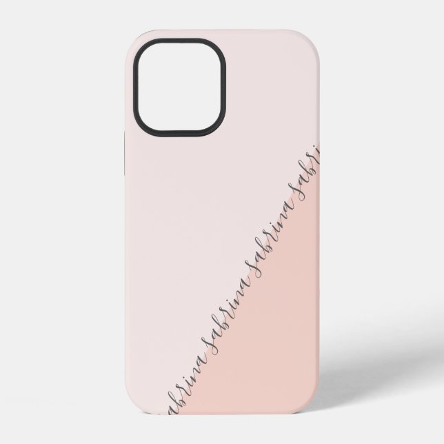 Modern personalized geometric blush pink iPhone case (Back)