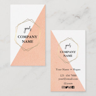 Modern Personalized Geometric Pink White Social Business Card