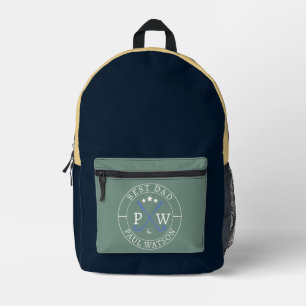 Modern Personalized Golf Player Name Best Dad Printed Backpack