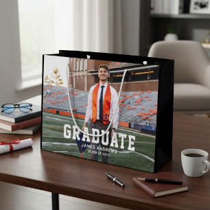 Modern Personalized Grad Photo Graduation Large Gift Bag