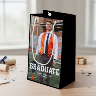 Modern Personalized Grad Photo Graduation Small Gift Bag