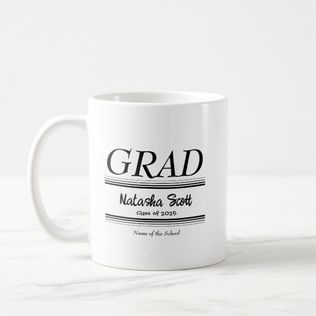 Modern Personalized grad school Graduation Coffee Mug (Left)
