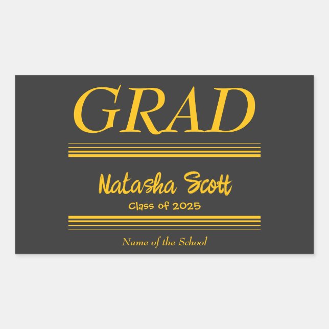 Modern Personalized grad school Graduation Sticker (Front)