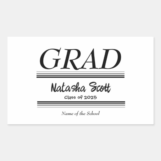 Modern Personalized grad school Graduation Sticker (Front)