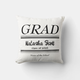 Modern Personalized grad school Graduation Throw Pillow