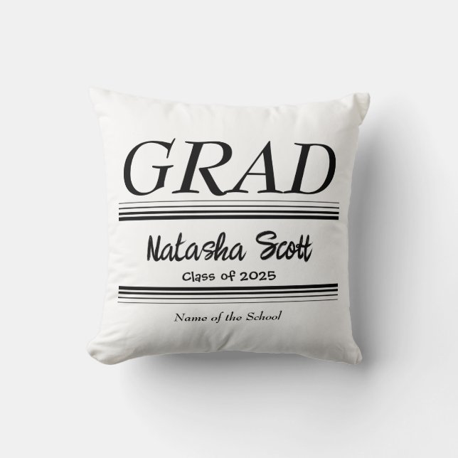 Modern Personalized grad school Graduation Throw Pillow (Front)