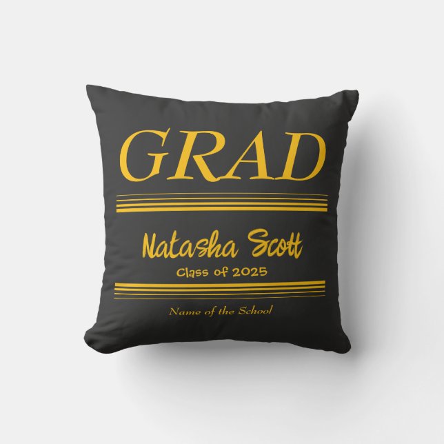 Modern Personalized grad school Graduation Throw Pillow (Front)