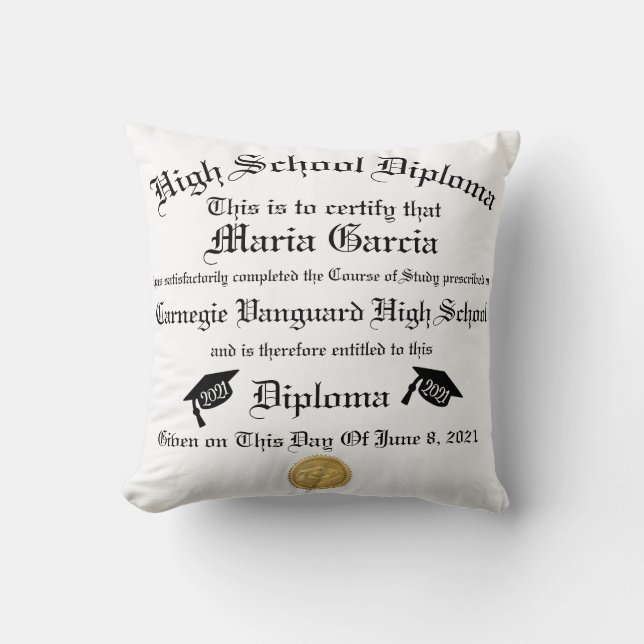 Modern Personalized Graduation Diploma Unique  Thr Throw Pillow (Front)