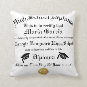 Modern Personalized Graduation Diploma Unique Thr Throw Pillow
