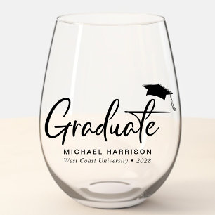 Modern Personalized Graduation Stemless Wine Glass