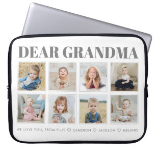 Modern Personalized Grandma We Love You 8-Photos Laptop Sleeve