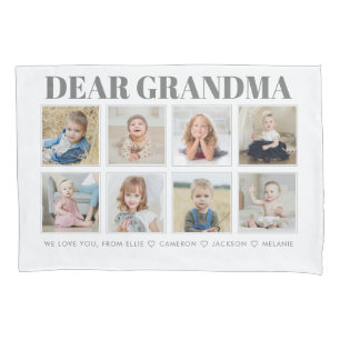 Modern Personalized Grandma We Love You 8-Photos Pillowcase