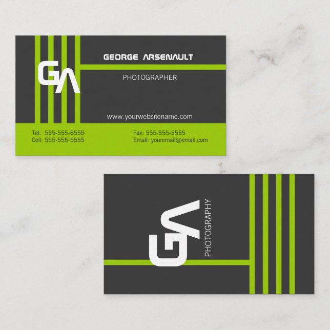 Modern Personalized Green Business Cards (Front/Back)