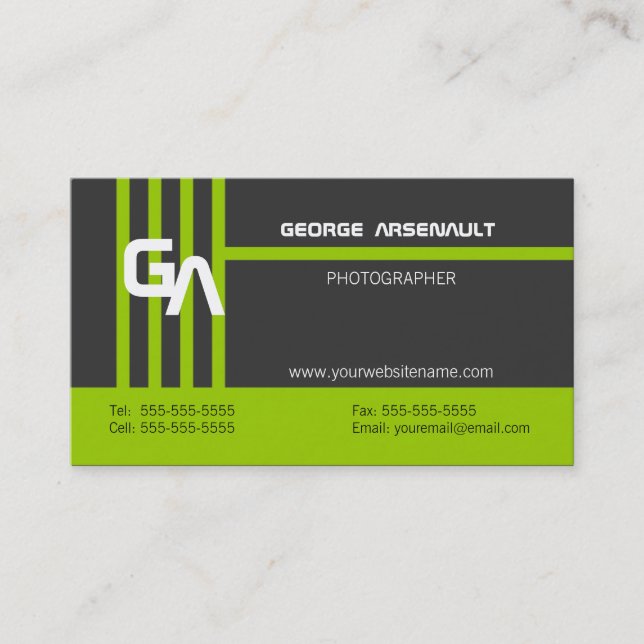 Modern Personalized Green Business Cards (Front)