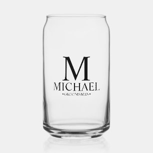 Modern Personalized Groomsman Can Glass
