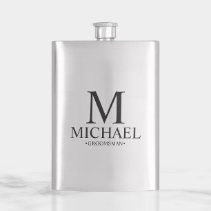 Modern Personalized Groomsman Hip Flask