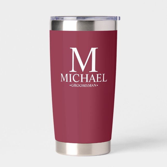 Modern Personalized Groomsman Insulated Tumbler (Left)