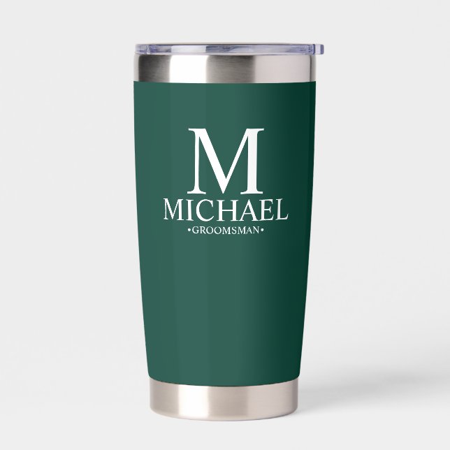 Modern Personalized Groomsman Insulated Tumbler (Left)