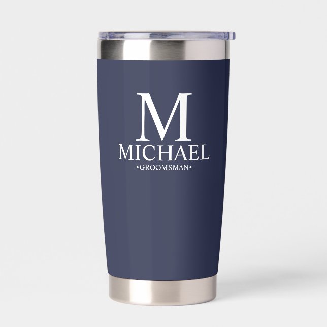 Modern Personalized Groomsman Insulated Tumbler (Left)