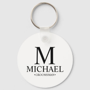 Modern Personalized Groomsman Name and Monogram Keychain