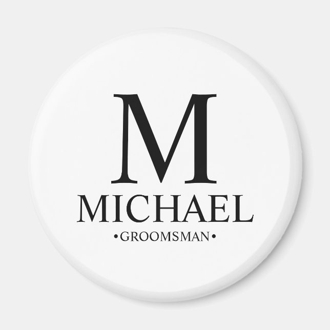 Modern Personalized Groomsman Name and Monogram Magnet (Front)