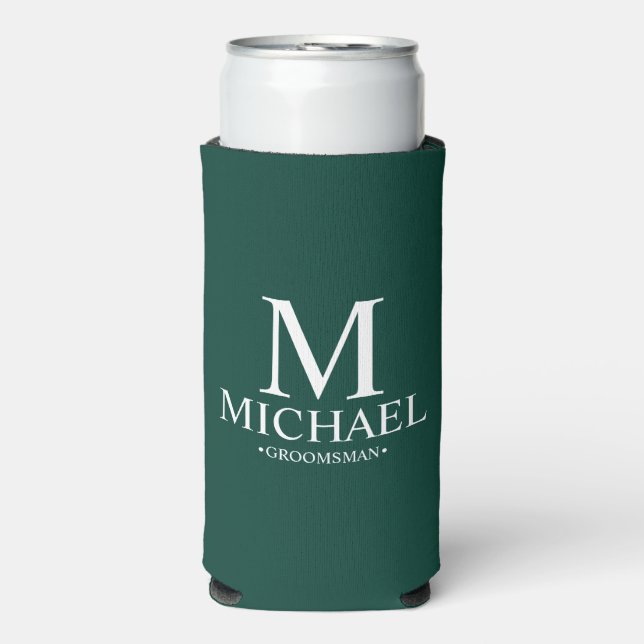 Modern Personalized Groomsman Seltzer Can Cooler (Seltzer Front)