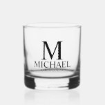 Modern Personalized Groomsman Whiskey Glass<br><div class="desc">Modern Personalized Groomsman Gifts
featuring personalized monogram,  groomsman's name and title in classic serif font style.

Also perfect for Best Man,  Father of the Bride and more.</div>