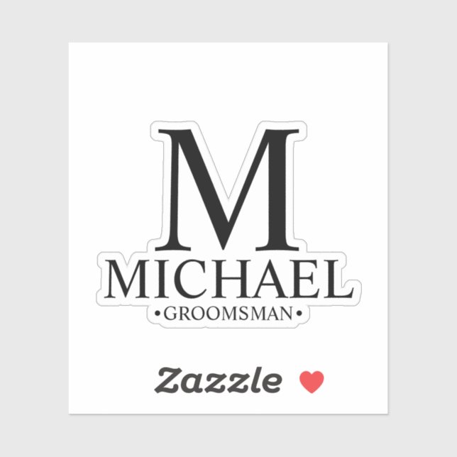 Modern Personalized Groomsman's Monogram and Name (Sheet)