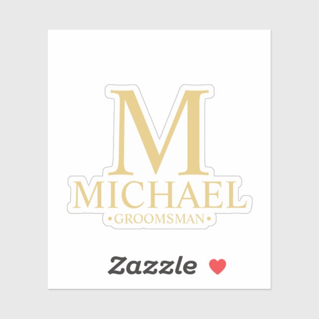 Modern Personalized Groomsman's Monogram and Name (Sheet)