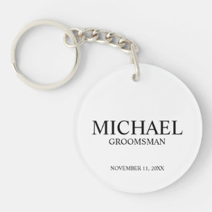 Modern Personalized Groomsman's Name and Monogram Keychain