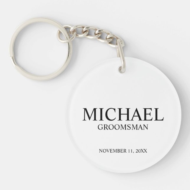 Modern Personalized Groomsman's Name and Monogram Keychain (Front)