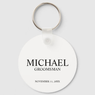 Modern Personalized Groomsman's Name and Monogram Keychain