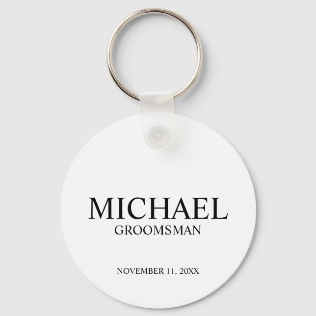Modern Personalized Groomsman's Name and Monogram Keychain (Front)