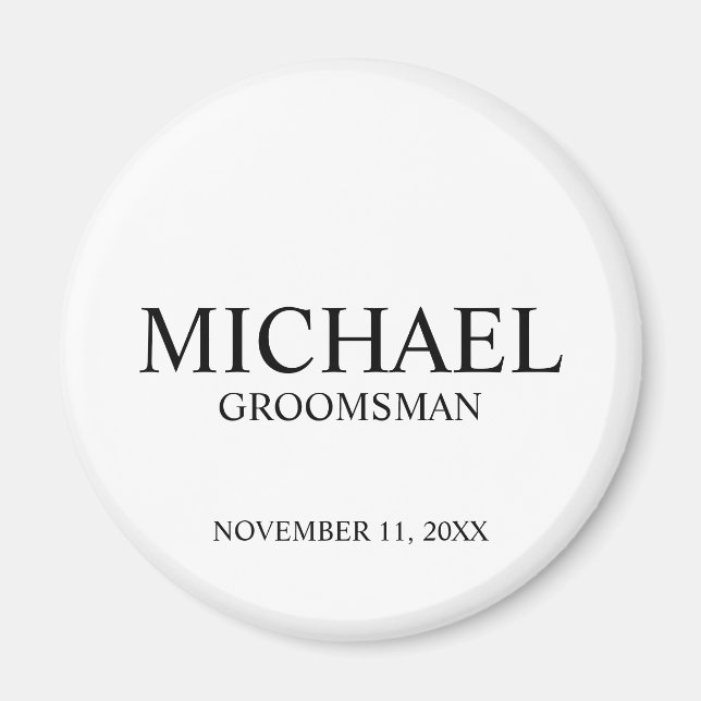 Modern Personalized Groomsman's Name and Monogram Magnet (Front)