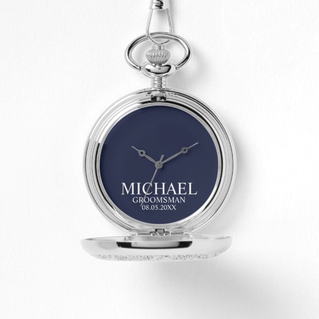Modern Personalized Groomsman's Name and Monogram Watch (Front)