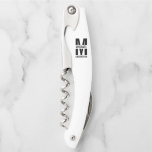 Modern Personalized Groomsmen Monogram and Name Corkscrew