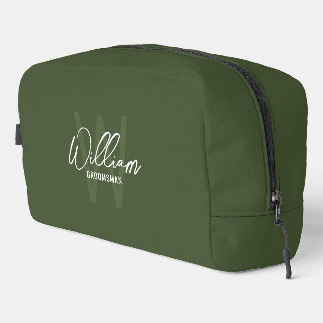 Modern Personalized Groomsmen Monogram and Name Do Dopp Kit (Right Corner)