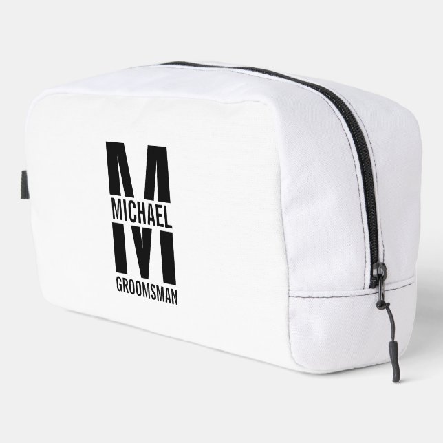 Modern Personalized Groomsmen Monogram and Name Dopp Kit (Right Corner)