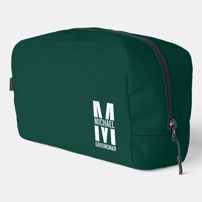 Modern Personalized Groomsmen Monogram and Name Dopp Kit (Right Corner)