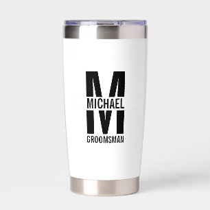 Modern Personalized Groomsmen Monogram and Name Insulated Tumbler