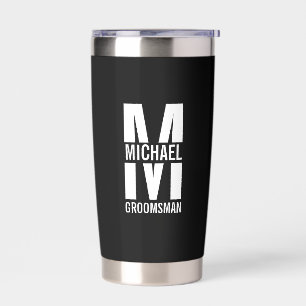 Modern Personalized Groomsmen Monogram and Name Insulated Tumbler