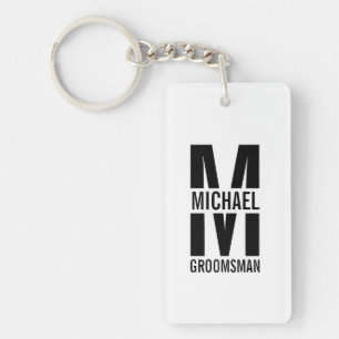 Modern Personalized Groomsmen Monogram and Name Keychain